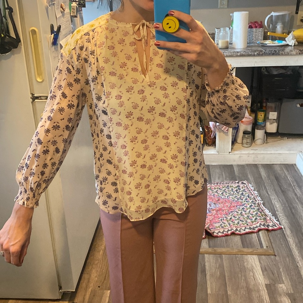 Silk Joie Pastel Floral Blouse
